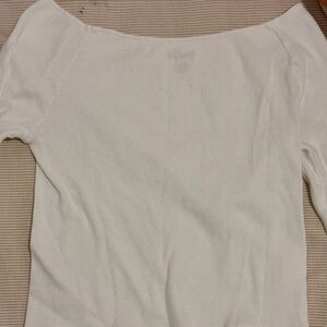 Brandy Melville Cream Ribbed Off-Shoulder Top